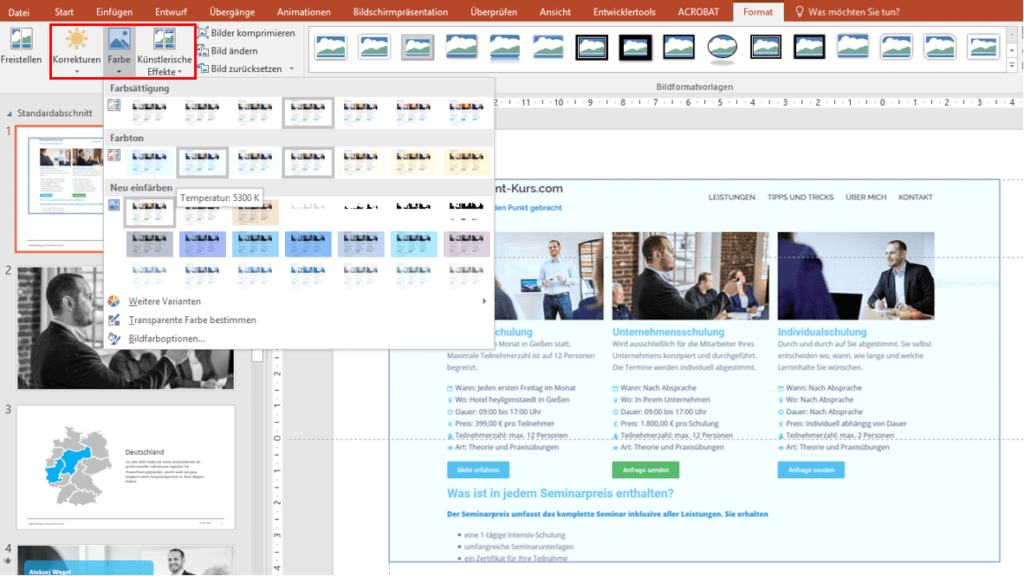 Bilder In Powerpoint Bearbeiten Powerpoint Schulungen Und Seminare
